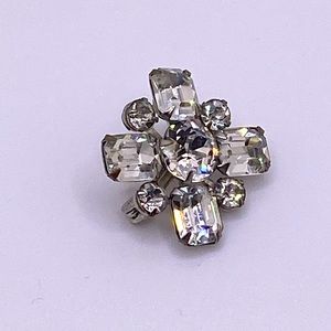 Vintage Rhinestone Sparkling Pin Brooch Silver Backing